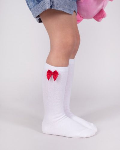 PODKOLANÓWKI DZIEWCZĘCE BAWEŁNIANE Z KOKARDĄ