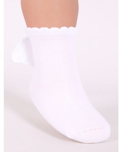 Skarpety dziewczęce bawełniane gładkie ze skrzydłami anioła -  białe